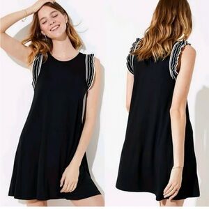 Ann Taylor Loft Petite Small - Black Knit Dress with Flutter Sleeve